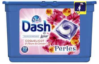 Lessive capsules 2 en 1 coquelicot Dash - les 19 doses Lessive capsules 2 en 1 coquelicot