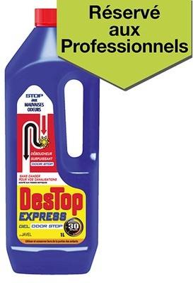 Déboucheur Destop express gel odor stop à la javel