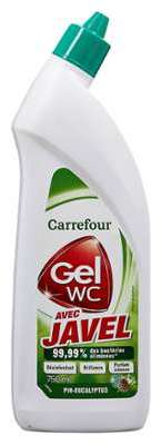 Gel WC avec javel pin-eucalyptus Carrefour - le flacon Gel WC avec javel pin-eucalyptus