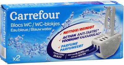 Blocs WC eau bleue Carrefour - les 2 blocs de 40 g Blocs WC eau bleue Carrefour