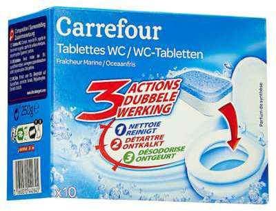 Tablettes WC fraîcheur marine Carrefour - la boîte Tablettes WC fraîcheur marine