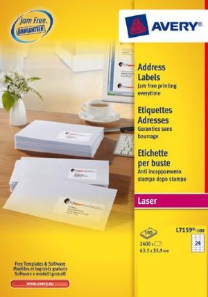 AVERY L7159-100 étiquettes laser blanches 63.5x33.