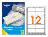 Agipa 119010 étiquettes multiusages blanches 97x42
