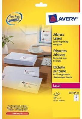 AVERY L7163-40 étiquettes laser blanches 99.1x38.1