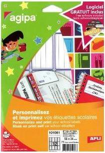 Agipa 101081étiquettes scolaires + logiciel 56x34