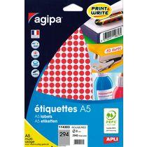 Pastille adhésive Ø 8 mm Agipa 11430 rouge - poche