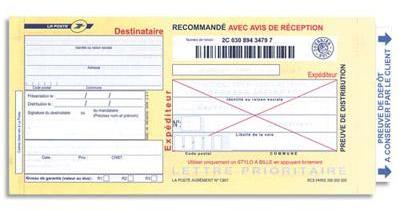 Boîte de 100 supports guichet recommandé pour écri
