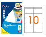Agipa 114019 étiquettes multius. blanc 38.5x65 mm