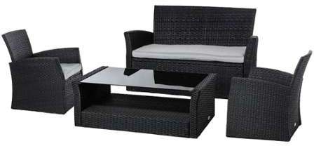 Vidaxl C Lit de jardin en résine tressée noire Vidaxl C Lit de jardin en résine tressée noire