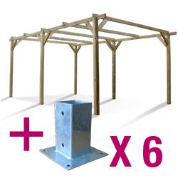 Carport Robin et 6 supports pour poteaux à visser