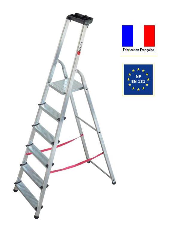 Escalux - Escabeau Aluminium 6 marches hauteur 3,2