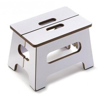 Escabeau Marchepied Pliable en Bois Blanc - Haut.