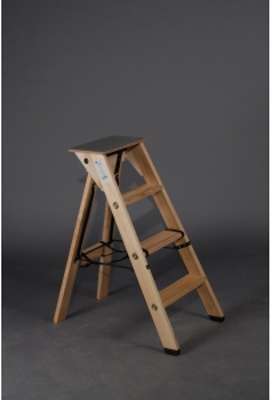 Escabeau Lyonnais en bois 3 marches avec tablette-