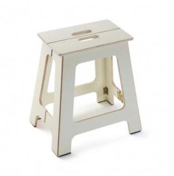 Escabeau Marchepied Pliable en Bois Blanc - Haut.