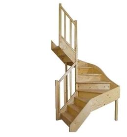Escalier Double Quart Tournant en Sapin (Sans cont