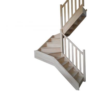Escalier Double Quart Tournant en Hêtre