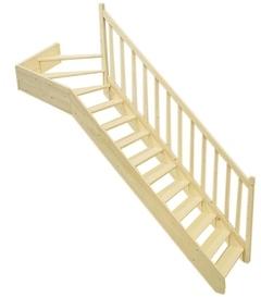 Escalier Quart Tournant Haut en Sapin (Sans contre