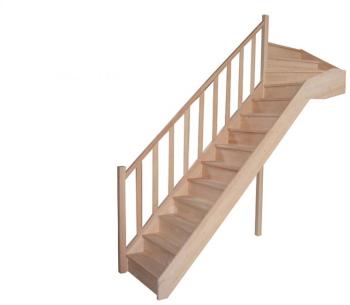 Escalier Quart Tournant Haut en Hêtre 80 cm