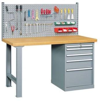 Etabli panneau outillage, tiroirs et plateau bois