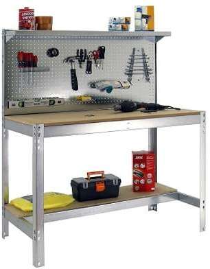 Etabli atelier galvanisé avec panneau outils (H)144x(L)90x(l)75cm Etabli atelier galvanisé avec