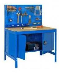 ETABLI Atelier Bois Métal avec panneau porte outil