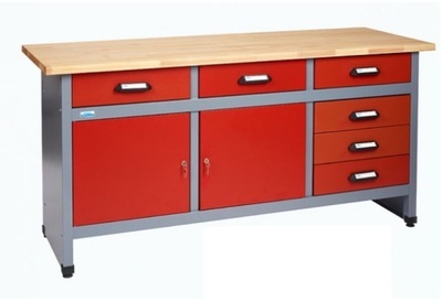 Kupper - Etabli Rouge 2 portes et 6 tiroirs Long 1