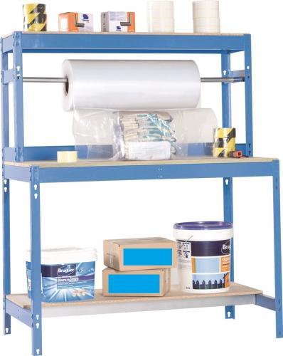 Etabli Table d Emballage bleu 2 niveaux agglo 600kg Etabli Table d Emballage bleu