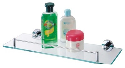 Lot 2 Etagère salle de bain murale verre + métal c