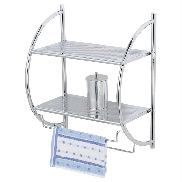 Etagère de salle de bain JANINE, 2 tablettes, chro