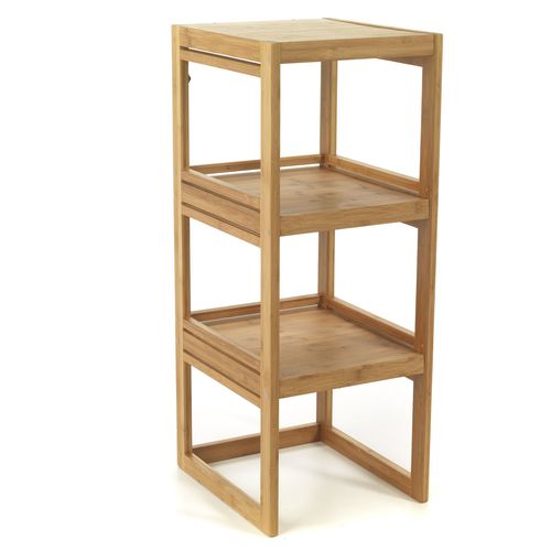 Étagère de salle de bains en bambou H85cm {Couleur