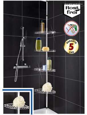 Etagère téléscopique en inox angle de salle de bain Etagère téléscopique en inox