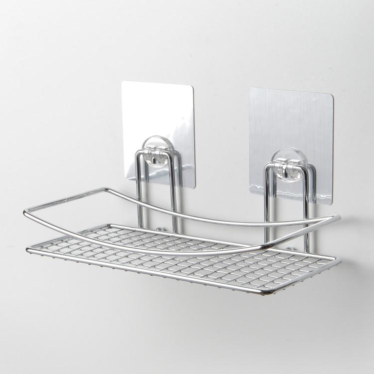Etagère de salle de bain en acier chromé fixation