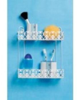 Etagère style rétro à fixer en métal blanc Blanc P