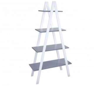 Meuble 4 Etagères Evasée MDF Pieds Blanc Étagère G