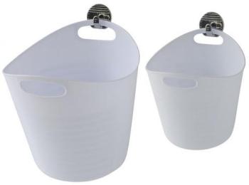 Set de 2 paniers plastique à suspendre Blanc Blanc