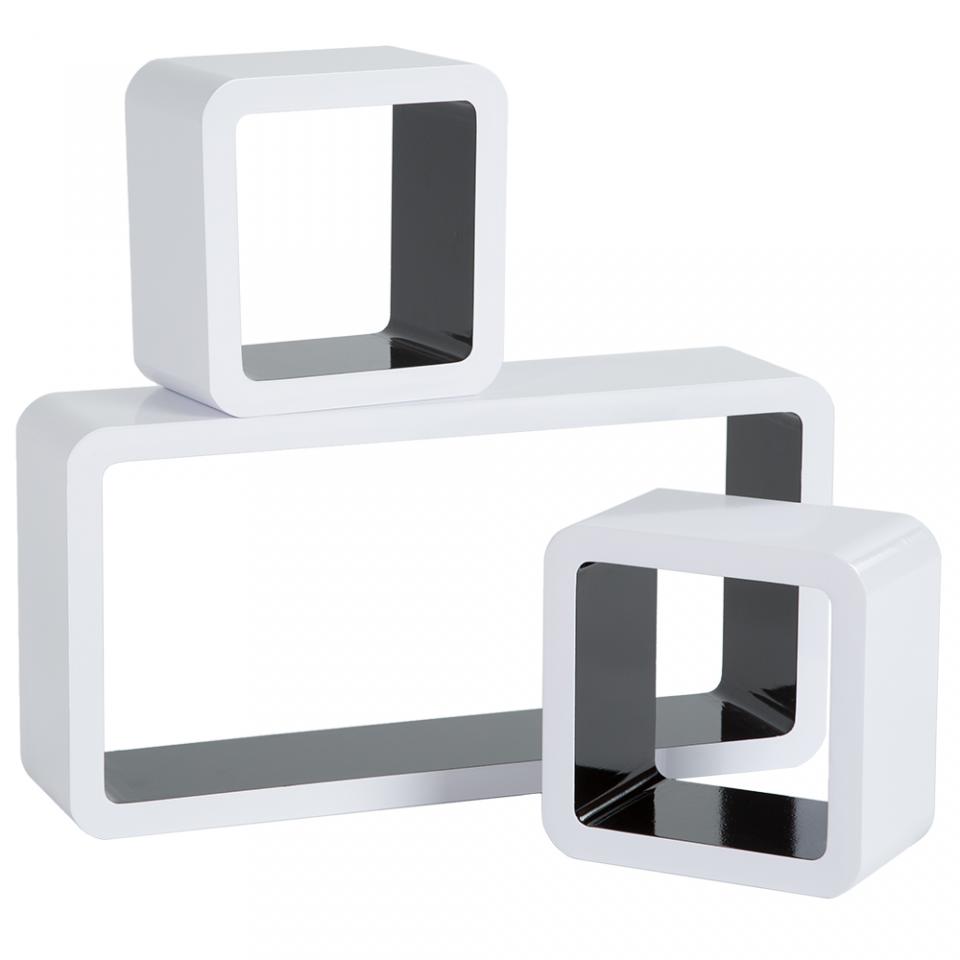 Étagère murale design, Cube, Lot de 3 étagères mur