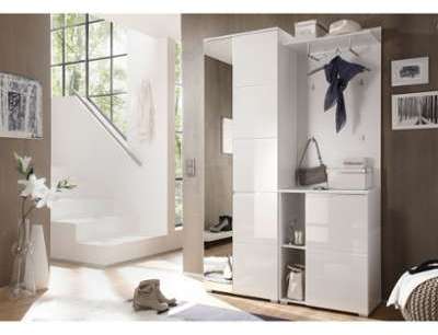 Meuble vestiaire d entrée blanc brillant Eduard 19
