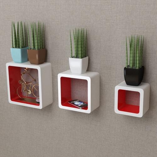 VidaXL 3 Etagères cubes murales et en MDF Blanc-Ro