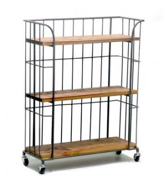 Étagère de Rangement sur Roulettes en Bois et Méta