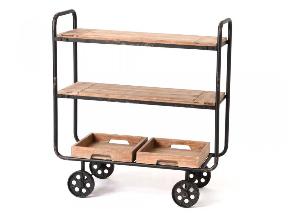 Etagère chariot à roulettes avec plateaux/bacs en
