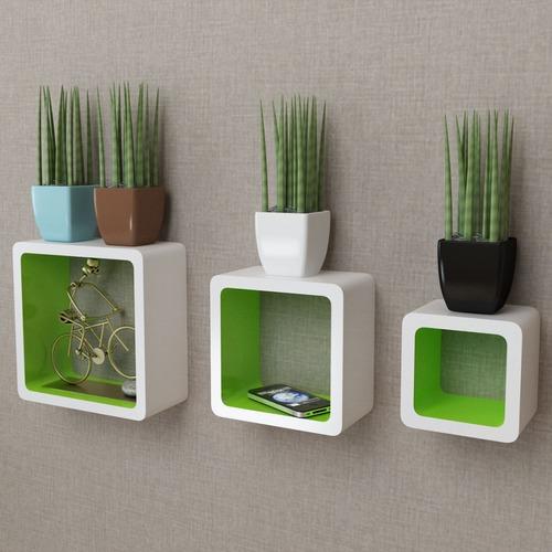 VidaXL 3 Etagères cubes murales et en MDF Blanc-Ve