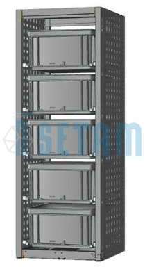 Meuble rangement avec 5 bacs plastiques 400x300