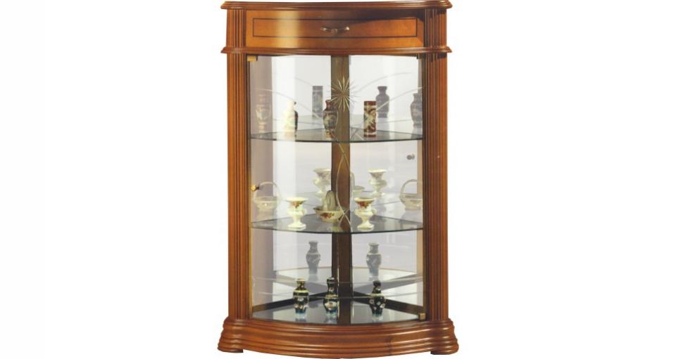 Vitrine encoignure 1 porte 1 tiroir