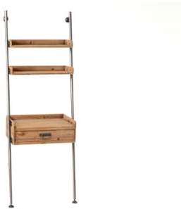 Etagère échelle 3 plateaux 1 tiroir en bois Sapin