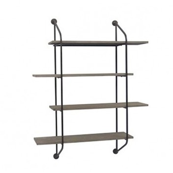 Étagère Murale en Bois et Métal Noir