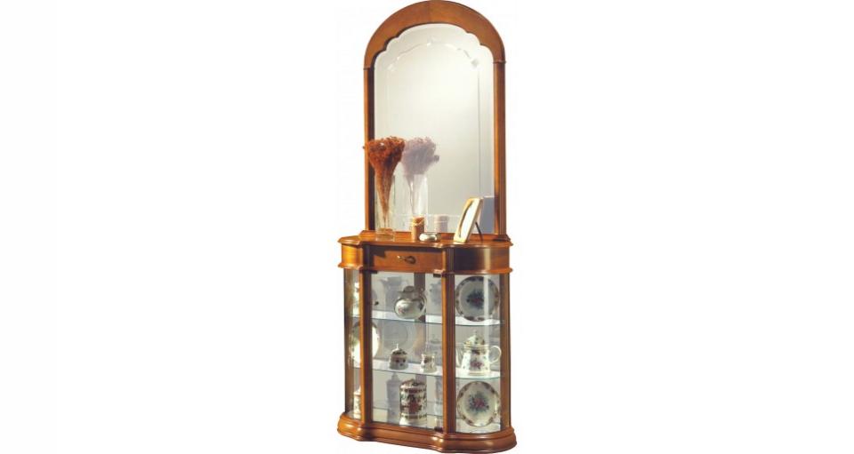 Vitrine 1 porte 1 tiroir 1 miroir