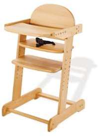 Chaise haute évolutive pour bébé en bois massif de