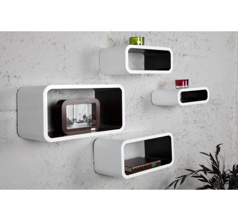 Étagère murale design - Set de 4 Cube rectangle bl