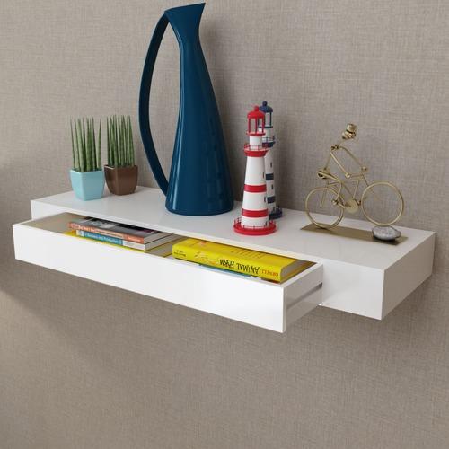 VidaXL Etagère murale en MDF Blanc avec 1 tiroir p