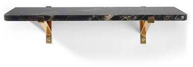 Étagère murale design marbre noir et métal doré -